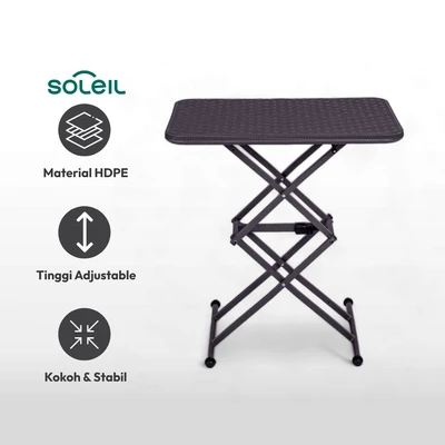 Gambar Soleil Meja Teras Lipat Rotan Adjustable - Cokelat