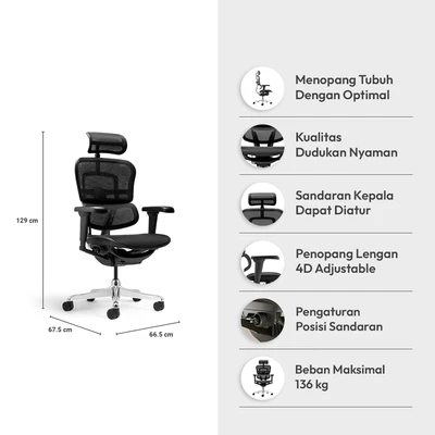 Gambar Informa Neo Ergohuman Kursi Kantor Sandaran Tinggi - Hitam