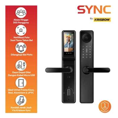 Gambar Krisbow Sync Smart Digital Door Lock Dengan Camera R5 - Abu-Abu