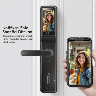 Gambar Krisbow Sync Smart Digital Door Lock Dengan Camera R5 - Abu-Abu