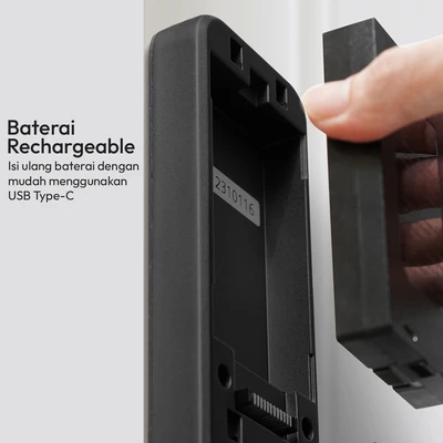 Gambar Krisbow Sync Smart Digital Door Lock Dengan Camera R5 - Abu-Abu