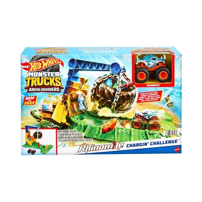 Gambar Hot Wheels Monster Trucks Arena Smasher Rhinomite Chargin Challenge - Mix