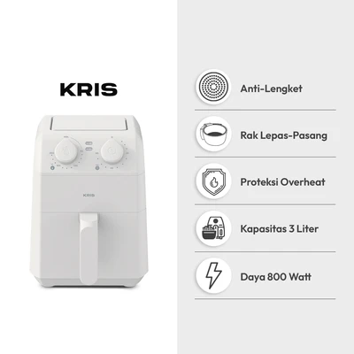 Gambar Kris Air Fryer Manual 3 Liter 800 watt - Putih