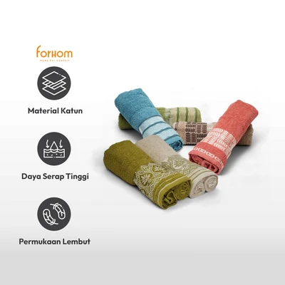 Gambar Forhom 70x137 cm Set 2 Pcs Handuk Mandi - Krem Beige/ Hijau Olive