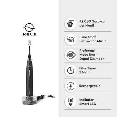 Gambar Kels Sikat Gigi Elektrik Smartclean Rechargeable S30 Pro - Hitam