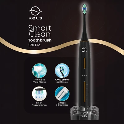Gambar Kels Sikat Gigi Elektrik Smartclean Rechargeable S30 Pro - Hitam