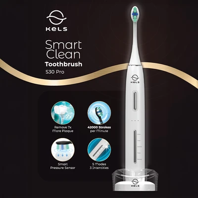 Gambar Kels Sikat Gigi Elektrik Smartclean Rechargeable S30 Pro - Putih
