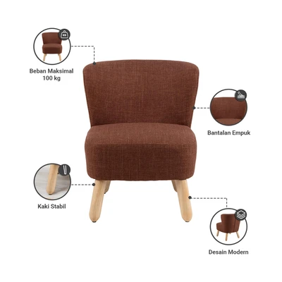 Gambar Nordia Lark Kursi Lounge Basel - Merah Terracotta