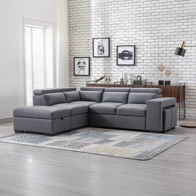 Gambar Informa Carson Sofa Bed Sudut Fabric Kiri - Abu-Abu