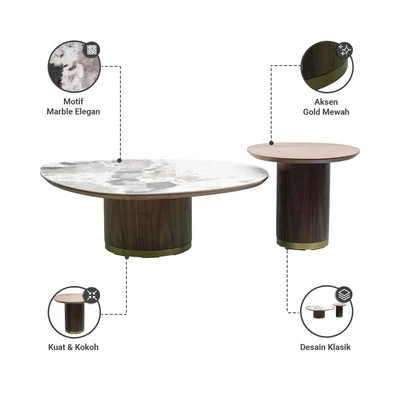Gambar Informa Edgar Meja Tamu Set 2 pcs - Cokelat Walnut
