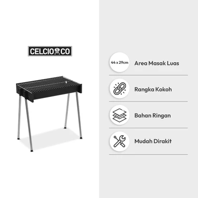 Gambar Celcio&Co Pemanggang Arang Bbq Sq47 Bt - Hitam