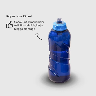 Gambar Smash Botol Minum Plastik Hydro Twist 600 ml - Biru Navy/Biru Muda