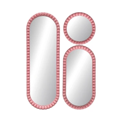 Gambar Informa Cermin Dinding Dekorasi Plastik Set 3 Pcs - Pink