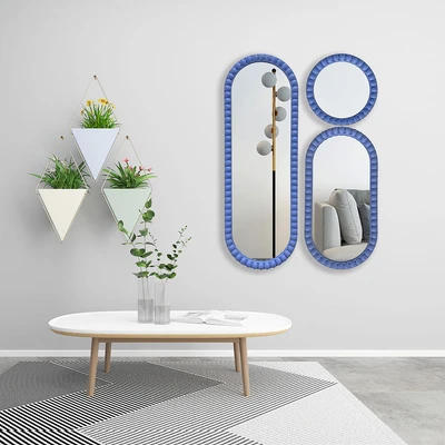 Gambar Informa Cermin Dinding Dekorasi Plastik Set 3 Pcs - Biru