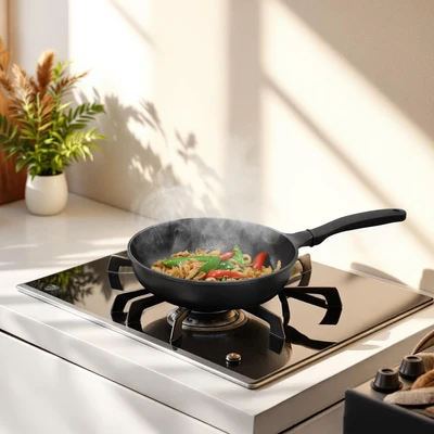 Gambar Cooking Color Alpha Everyday Wajan Penggorengan Aluminium 26 cm - Hitam