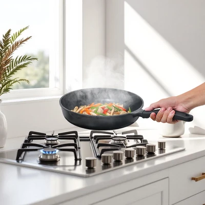 Gambar Cooking Color Alpha Everyday Wajan Penggorengan Aluminium 26 cm - Hitam