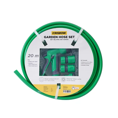 Gambar Krisbow Set Selang Taman 1/2 Inci 20 Meter - Hijau/Abu-Abu