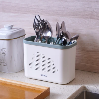 Gambar Stora Tempat Alat Makan 3 Sekat Rectangular - Hijau