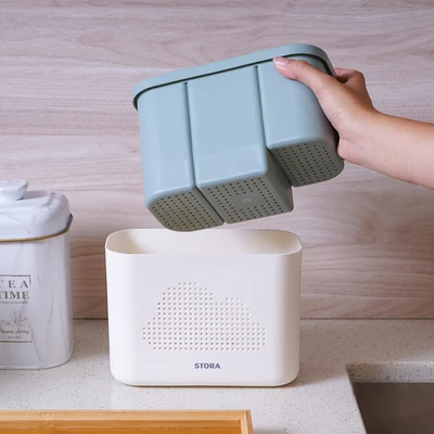 Gambar Stora Tempat Alat Makan 3 Sekat Rectangular - Hijau
