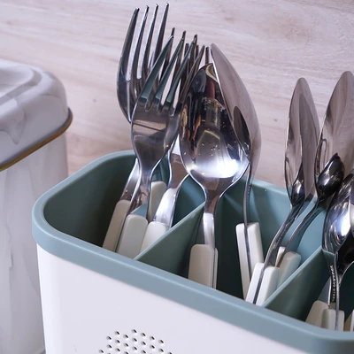 Gambar Stora Tempat Alat Makan 3 Sekat Rectangular - Hijau