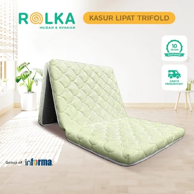 Gambar Rolka 80x190x8 cm Kasur Lipat Trifold Portable - Hijau / Putih