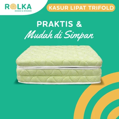 Gambar Rolka 80x190x8 cm Kasur Lipat Trifold Portable - Hijau / Putih