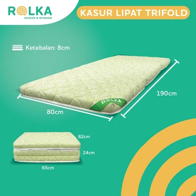 Gambar Rolka 80x190x8 cm Kasur Lipat Trifold Portable - Hijau / Putih
