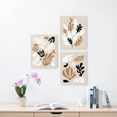 Gambar Informa Hiasan Dinding Kanvas Print Leaf 40x50 cm Set 3 Pcs V2 - Mix