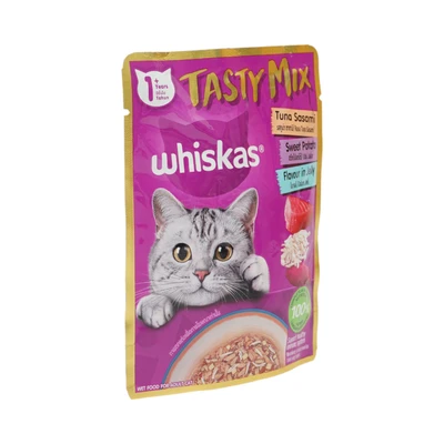 Gambar Whiskas Makanan Kucing Basah Adult Tasty Mix Tuna Sweet Potato 70 gr