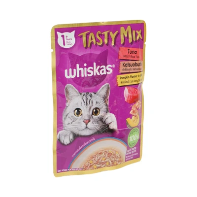 Gambar Whiskas Makanan Kucing Basah Adult Tasty Mix Tuna Katsuo Pum 70 gr