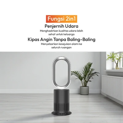 Gambar Krisbow Sync Smart Air Purifier 2-in-1 Bladeless - Hitam