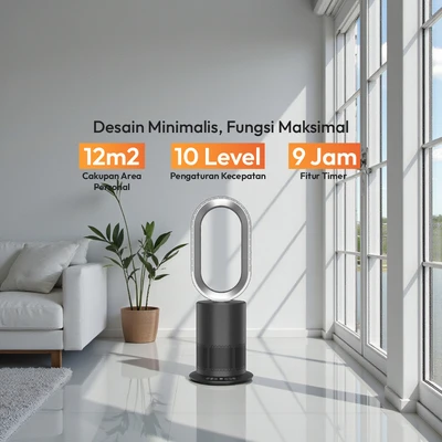 Gambar Krisbow Sync Smart Air Purifier 2-in-1 Bladeless - Hitam