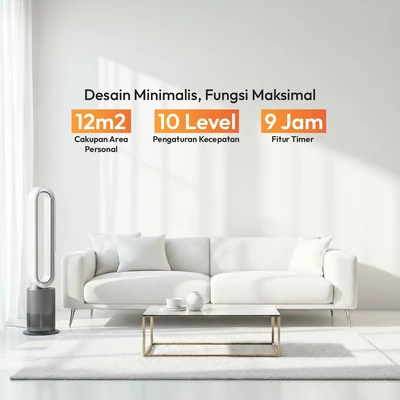Gambar Krisbow Sync Air Purifier Bladeless High 12 m2 CADR 100 m3/jam - Hitam