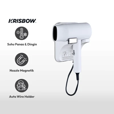 Gambar Krisbow Hair Dryer Dengan Holder Dinding 1200 Watt - Putih