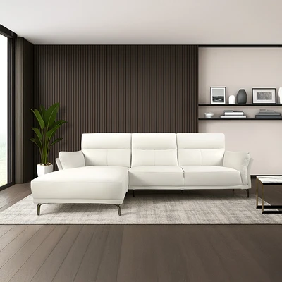 Gambar Ferrara Sidney Sofa Sudut Kulit Kiri - Krem
