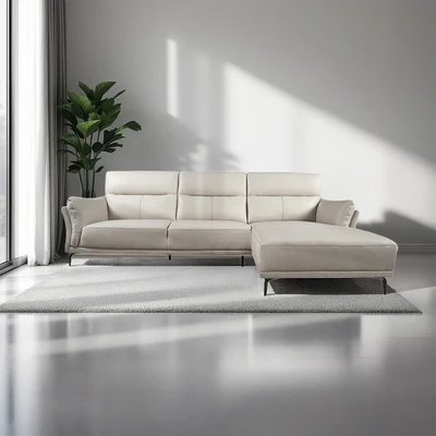 Jual Ferrara Sidney Sofa L Sectional Kulit Kanan Putih Terbaru