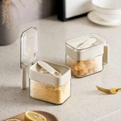 Gambar Informa Pau Tempat Bumbu Dapur Kaca Set 3 Pcs - Putih