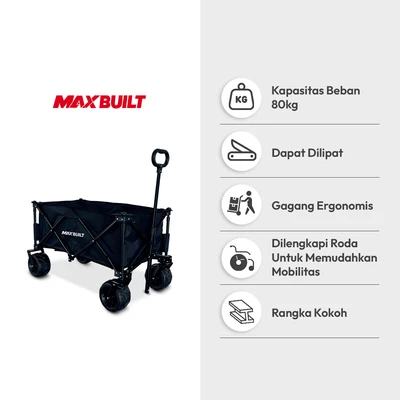 Gambar Maxbuilt Troli Barang Camping Lipat 80 Kg - Hitam
