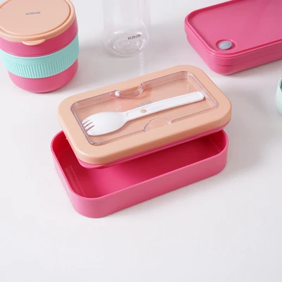 Gambar Kris Baggie Set Kotak Makan Dengan Botol Minum Plastik - Pink