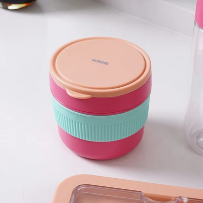 Gambar Kris Baggie Set Kotak Makan Dengan Botol Minum Plastik - Pink