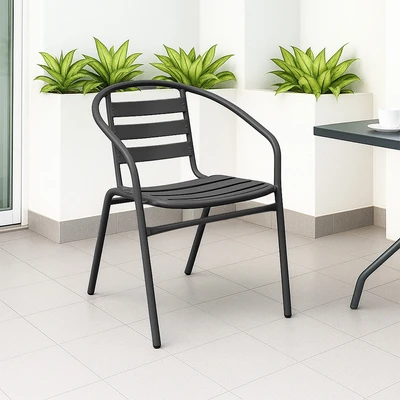 Gambar Soleil Neelix Kursi Teras Berlengan Stacking - Hitam