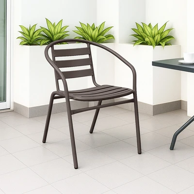 Gambar Soleil Neelix Kursi Teras Berlengan Stacking - Cokelat