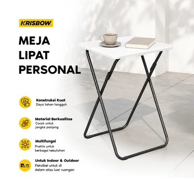 Gambar Krisbow Meja Lipat Personal - Putih/Abu-Abu