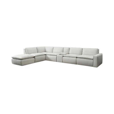 Gambar Ferrara Cambridge Sofa L Sectional Modular Kulit Kanan Oslo - Krem Pebble