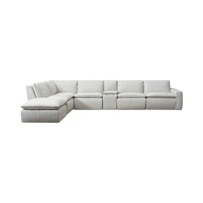 Gambar Ferrara Cambridge Sofa L Sectional Modular Kulit Kanan Oslo - Krem Pebble