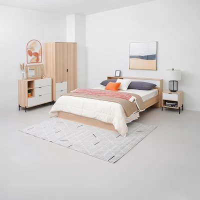 Gambar Informa 160x200 cm Prim Tempat Tidur - Cokelat Oak / Putih