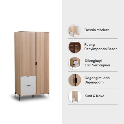 Jual Informa Prim Lemari Pakaian 2 Pintu Cokelat Oak Putih Terbaik ...