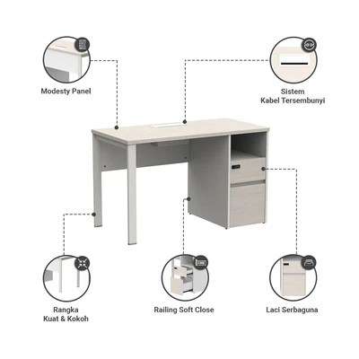Gambar Sieben Meja Kantor 120 IW - Putih