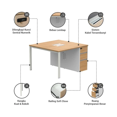 Gambar Sieben Meja Kantor 2S 120 - Virginia Walnut