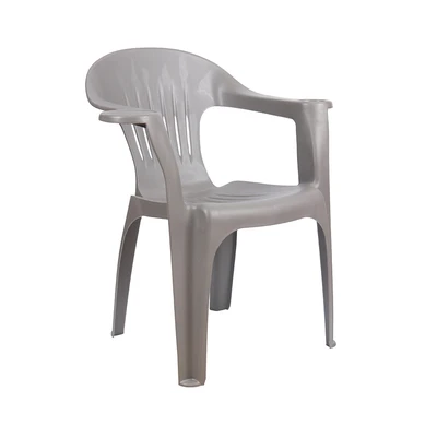 Gambar Soleil Kursi Teras Stacking Dengan Cup Holder - Abu-Abu